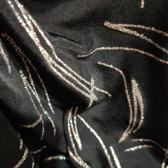 Amanda XL Vintage Black Metallic Abstract Print Tunic Blouse Long Sleeve USA - Picture 8 of 11